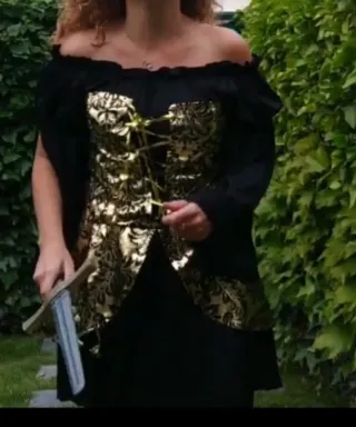 Disfraz Pirata Mujer Talla Única Negro/Dorado