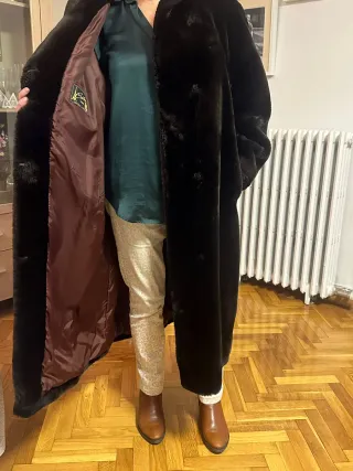 Abrigo Mouton Marrón Chocolate Talla 40-42