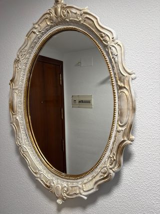 Mueble recibidor dorado y blanco Entrada recibidor