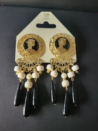 Pendientes flamencos Zonia dorados y negros