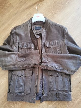 Chaqueta Zara Man Cuero Marrón