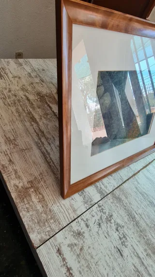 Litografía paisajística con Marco de madera