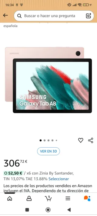 Samsung Galaxy Tab A8 10.5 32GB Wifi Rosa