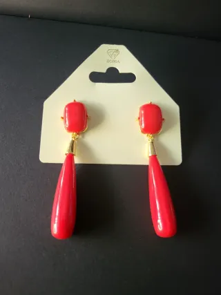 Pendientes flamenca Zonia rojos y dorados