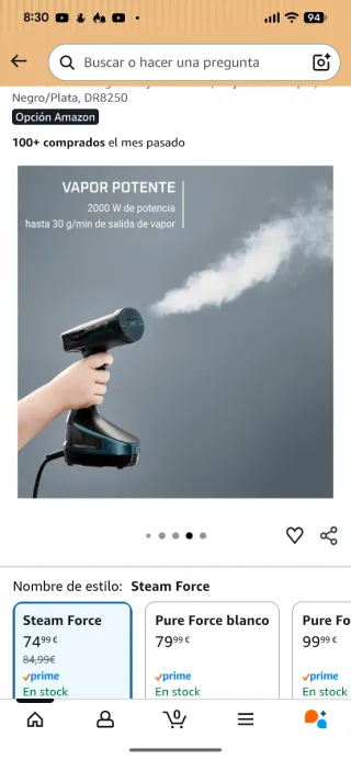 Plancha Vertical Rowenta Steam Force precintada.