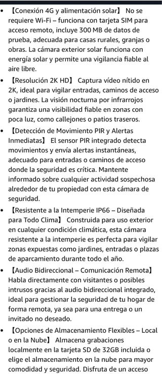 Cámara Seguridad 4G WOLFANG CCTV Sin WiFi