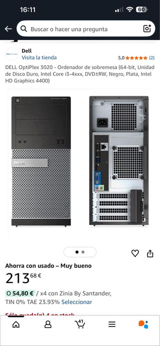 Ordenador Dell NUEVO sobremesa + monitor + teclado