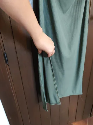 Vestido midi canalé verde talla única