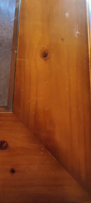 Mesa de centro madera y cristal 130x130