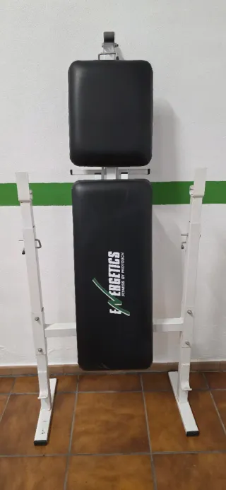 Banco de pesas plegable, con barra y discos