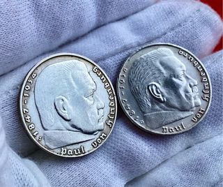 2 MONEDAS REICHSMARK PLATA  ALEMANIA NAZI
