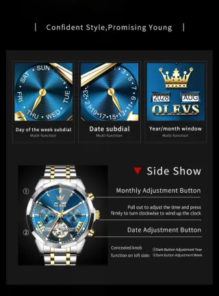 Reloj OLEVS Automático Azul y Dorado