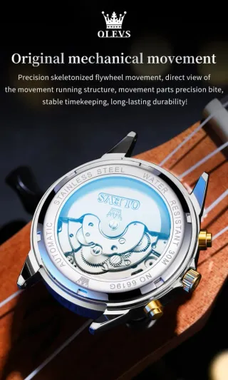 Reloj OLEVS Automático Azul y Dorado