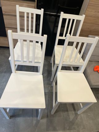 Juego 4 Sillas Comedor Madera Blancas STEFAN IKEA