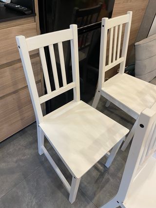 Juego 4 Sillas Comedor Madera Blancas STEFAN IKEA
