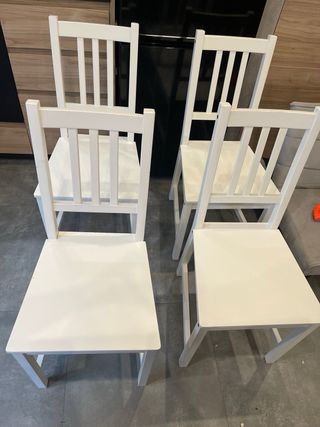 Juego 4 Sillas Comedor Madera Blancas STEFAN IKEA