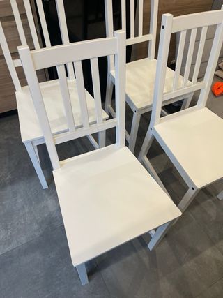 Juego 4 Sillas Comedor Madera Blancas STEFAN IKEA