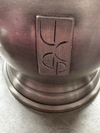 Juego de té-café de peltre con marca