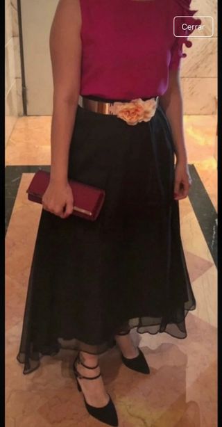 Falda larga gasa negra