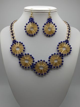 gioielli collana orecchini etnica oro blu etnico