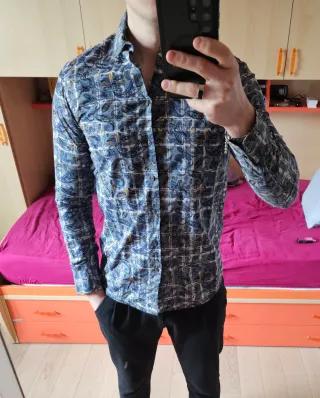 Camicia blu elegante uomo (tg. S)