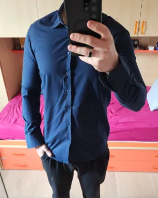 Camicia blu elegante uomo (tg. M slim fit)