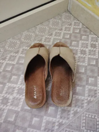 sabeau sabbia estivi in pelle tacco in sughero