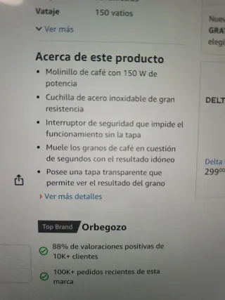 Molinillo de café Orbegozo MO 3250