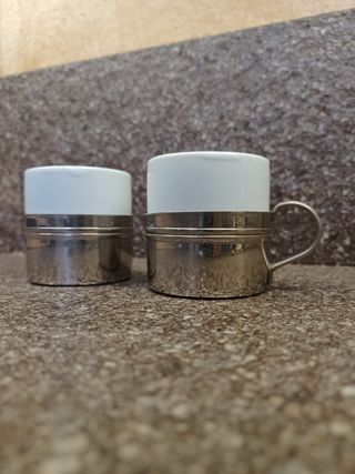 Tazzine Caffè Set Argento e Bianco