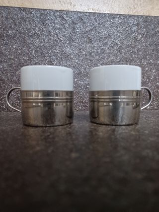Tazzine Caffè Set Argento e Bianco