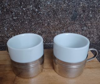 Tazzine Caffè Set Argento e Bianco