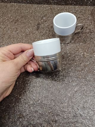 Tazzine Caffè Set Argento e Bianco