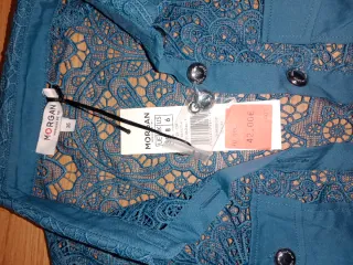 Conjunto de Chaqueta y falda Morgan encaje azul