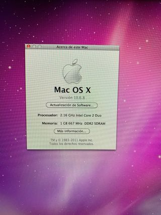 Ordenador Apple: MAC OS X Version 10.6.8