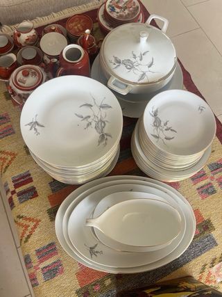 Vajilla Clásica Porcelana Oro Blanco