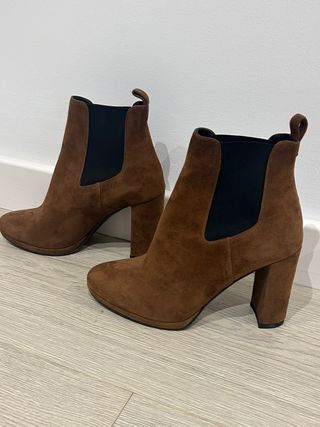 Botines tacón marrón ante cómodos, por estrenar