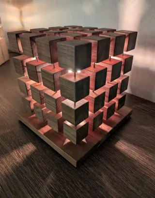 Lampada design cubi legno massello artigianale