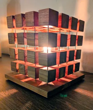Lampada design cubi legno massello artigianale
