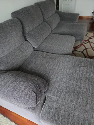 Sofá modular gris tela,chaise longue