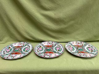 Lote Porcelana China Cantón Medallón Rosa 5 pzs.