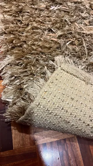 Alfombra Shaggy Beige y Gris