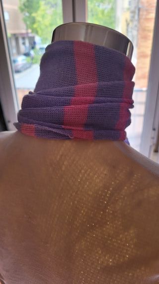 Bufanda infantil rayas lila y rosa