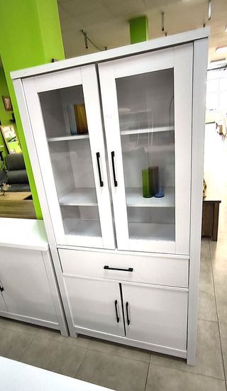 Aparador Vitrina 4 Puertas Blanco