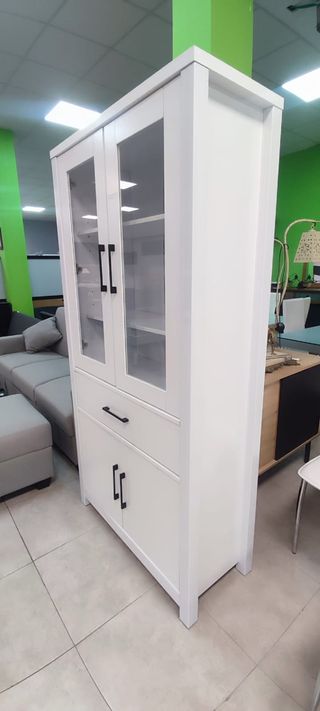 Aparador Vitrina 4 Puertas Blanco