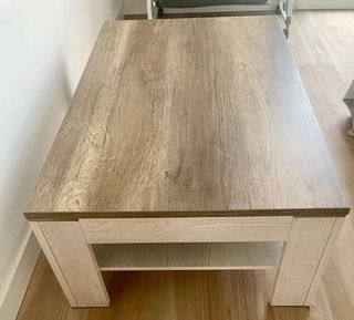 Mesa de centro madera marrón y blanca