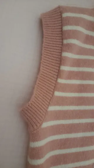 Chaleco de punto Brookville rosa y blanco