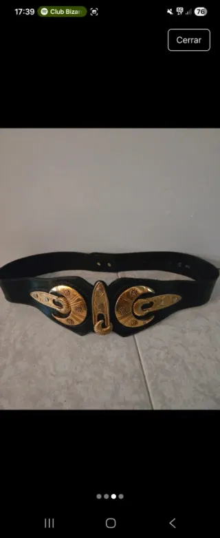 Cinturón joya negro y dorado