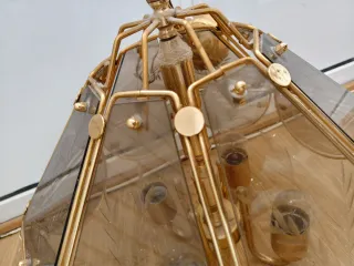 Lámpara Vintage Latón y Cristal Ahumado