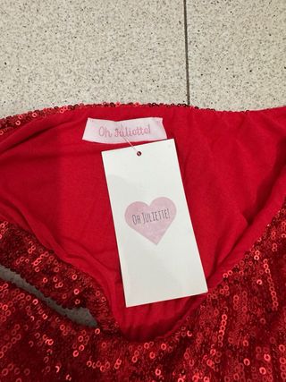 Vestido corto asimétrico rojo marca “Ohjuliette”