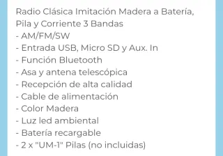 Radio Sami imitación Vintage Bluetooth MP3 LED
